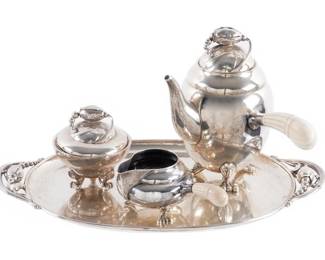 Four Piece Georg Jensen Blossom Coffee Service