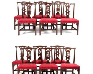 Set of 12 Carved Chinese Chippendale Chairs