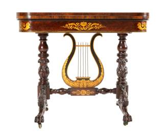 Attr. Michael Allison NY Lyre Card Table