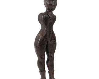 19th C. Carved Folk Art Figure with Leather Boots