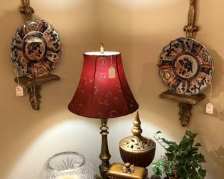 Wall shelves; Imari plates