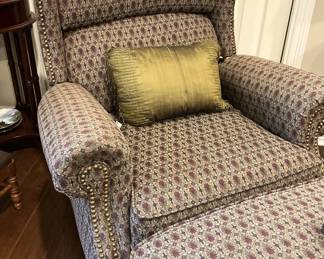 Upholstered chair and ottoman