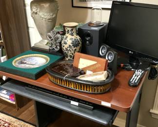 Computer desk; monitor