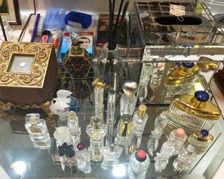 Perfume; mirrored tray