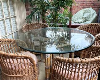 Glass top table and 4 chairs consigned from the Del Rose Hedge Yale estate