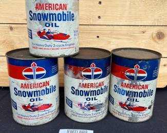 American Snowmobile oil cans GREAT ADVERTISING DISPLAY!