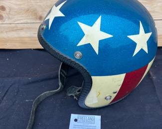 1970s Red White and Blue starred motorcycle helmet