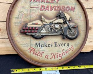 Harley-Davidson round wooden sign