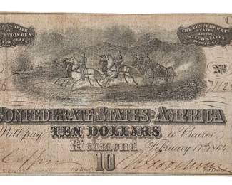 1864 Richmond, VA $10 Confederate Note