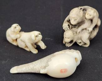 Japanese Hand Carved Animal Figurines Netsuke