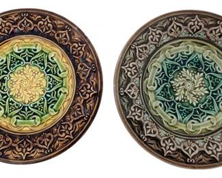 French Victorian Majolica Pottery U&CS Plates