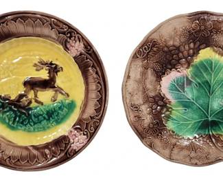 Etruscan Deer & Wedgewood Majolica Plates