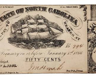 1863 State of North Carolina 50 Cent Currency Note