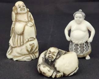 Hand Carved Japanese Figurines Possibly Netsuke