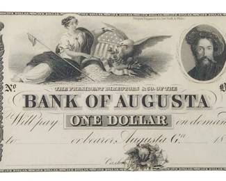 Civil War Bank of Augusta Georgia $1 Currency Note