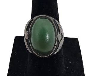 Antique Sterling Ring with Large Polished Stone