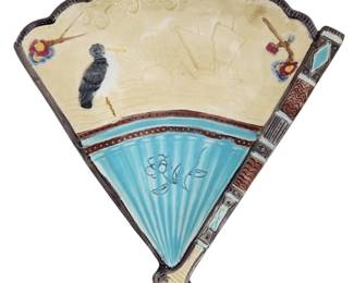 Simon Fielding Majolica Pottery Fan Relish Dish