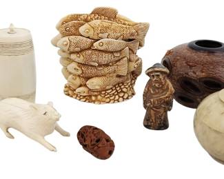 Hand Carved Figurines Australian Asian American