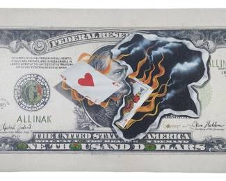 Michael Godard Signed $1000 Bill All In, Big Slick