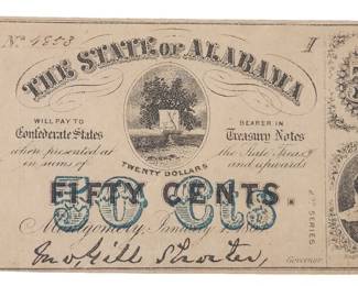 1863 State of Alabama Fractional Currency Note