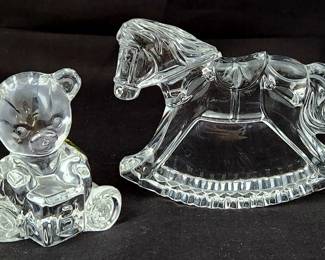 Waterford Crystal Rocking Horse & Teddy Bear