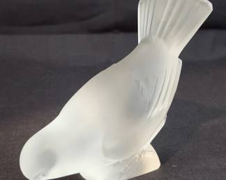 Lalique French Frosted Glass Sparrow Signed