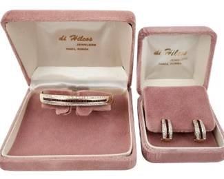 14k Gold Ruby Bracelet and Earrings with Diamonds