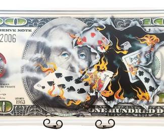 Michael Godard $100 Bill Full House Player on Fire