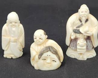 Hand Carved Japanese Figurines Possibly Netsuke