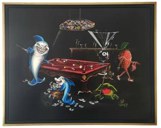 M. Godard Signed Pool Shark Bar Embellished Giclee