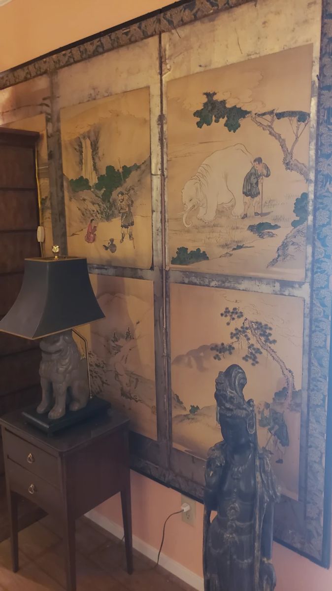 Large Antique Oriental Screen