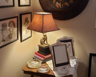 Antique oak ball and claw table, decor