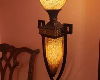 Greek Key Torchiere Lamps (2)