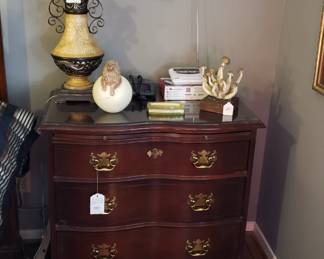 Mahogany 3 drawer bedside table