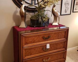 Henry Link Mandarin burled wood bachelor chest with stand, decor