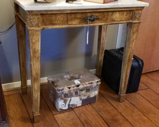 Marble top painted wood table