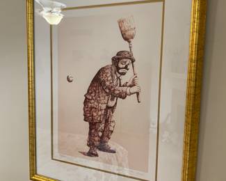 Art, signed print of clown