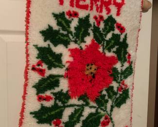 Vintage hook rug Christmas