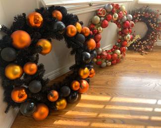 Christmas and Halloween wreaths 