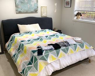 Nice headboard, bed, bedding