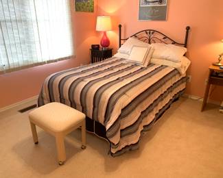 Beautiful wrought iron headboard, bed, night stands