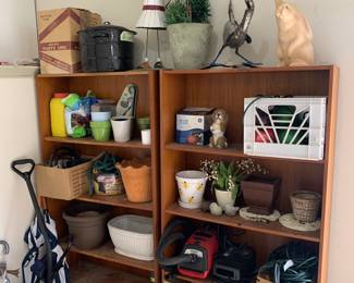Book shelves / storage shelves, Holliday decor, shovels, vacuum