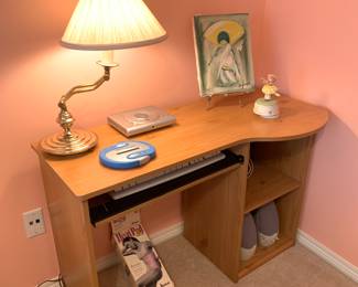 Petite desk, lamp, portable cd players