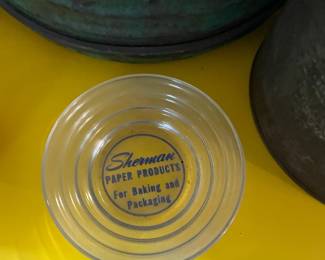 Sherman Paper Products, Glass dish, an old Paterson NJ company item, 
