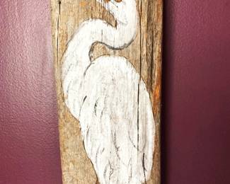 Hand Painting- Crane on Driftwood