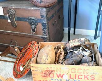 Vintage Crates and Sports Memorabilia