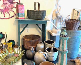 Painted Basket & Bench