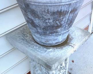  Pair Concrete Pedestal & Pair Concrete Pots