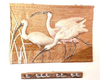 Don Freedman signed art and fiber textile- Cranes