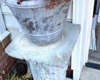 Pair Concrete Pedestal & Pair Concrete Pots